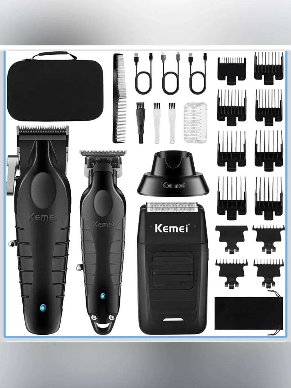 Men’s Grooming Kit in Black – Trimmer, Foil Shaver & Accessories